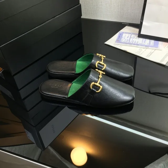 Gucci Horsebit 1955 Black Green Leather Buckle Casual Shoes 2