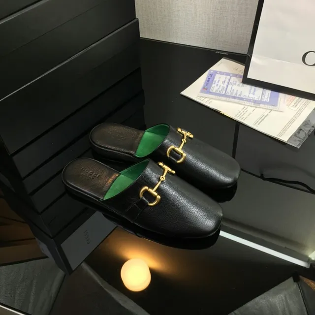 Gucci Horsebit 1955 Black Green Leather Buckle Casual Shoes 7