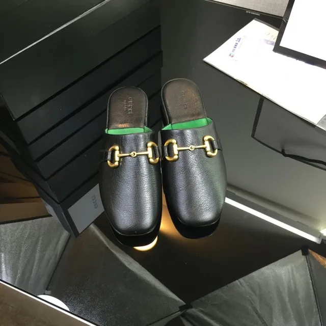 Gucci Horsebit 1955 Black Green Leather Buckle Casual Shoes 8