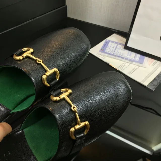 Gucci Horsebit 1955 Black Green Leather Buckle Casual Shoes 9