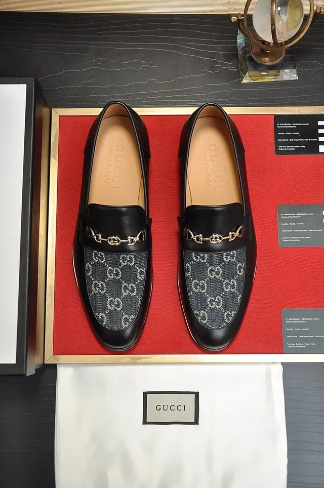 Gucci Horsebit 1955 काले लेदर और GG Monogram लोफर्स 5