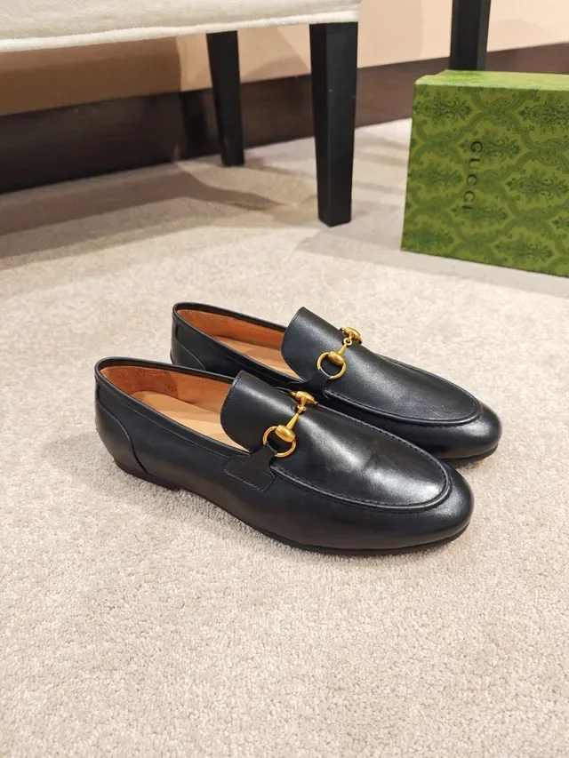 Gucci Horsebit 1955 काला लेदर गोल्ड हॉर्सबिट लोफर 4