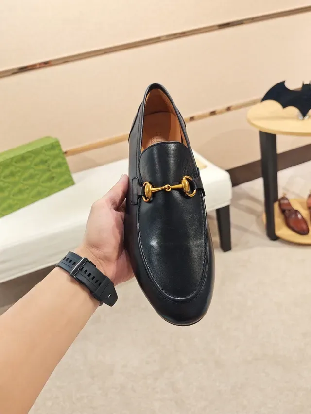 Gucci Horsebit 1955 काला लेदर गोल्ड हॉर्सबिट लोफर 5