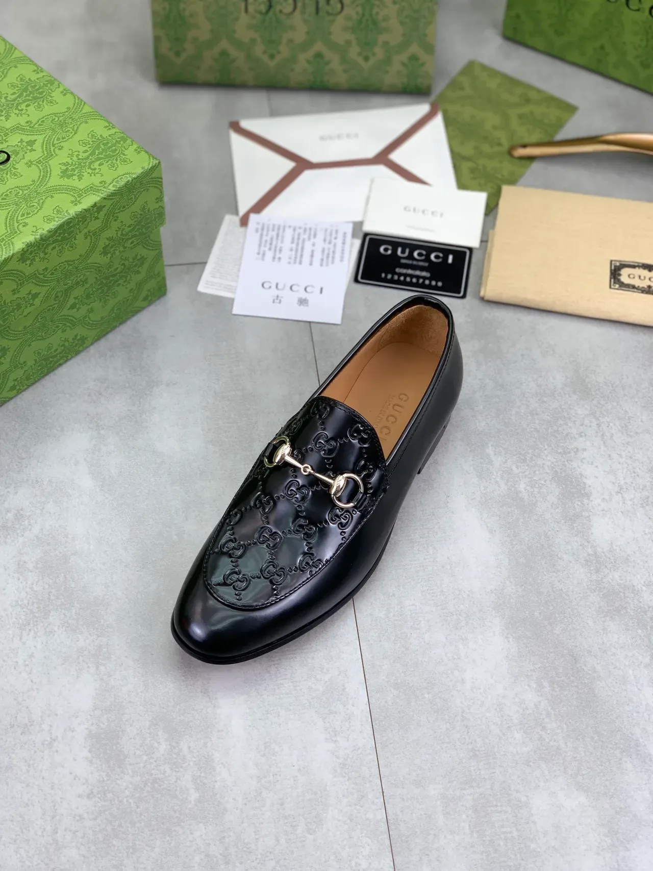 Gucci Horsebit 1955 Black Patent Leather GG Monogram Loafer 4