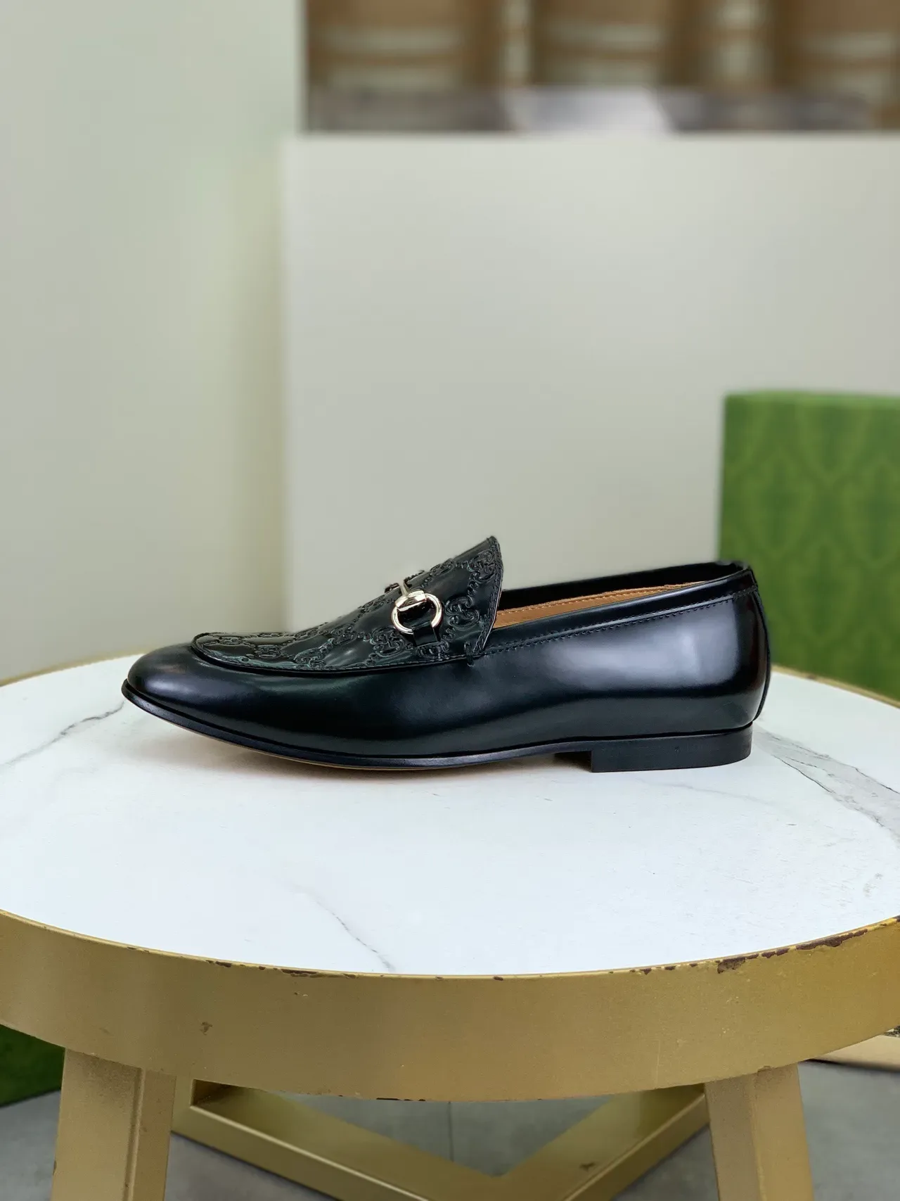 Gucci Horsebit 1955 Black Patent Leather GG Monogram Loafer 6