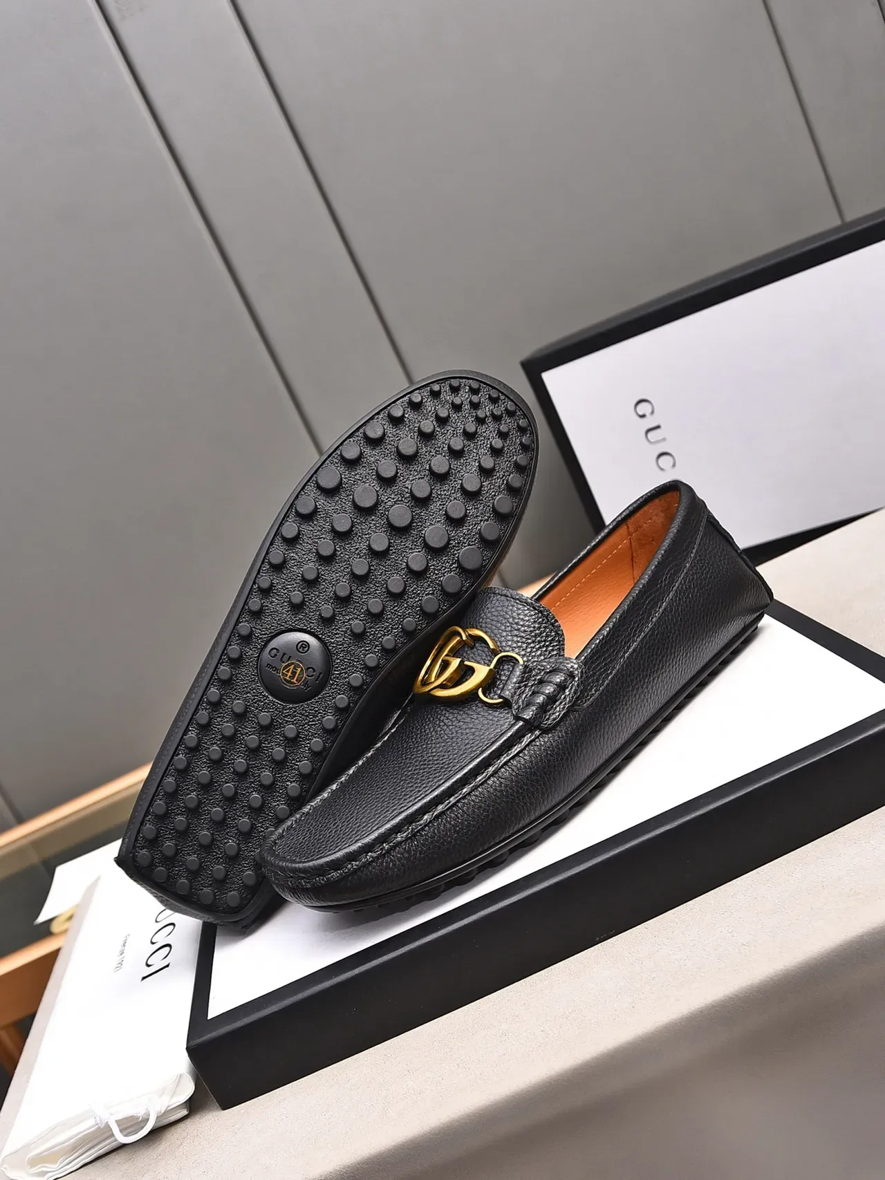 Gucci Horsebit 1955 Black Pebbled Leather Loafer 4