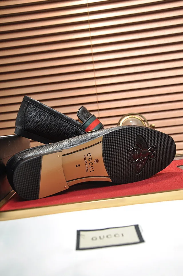 Gucci Horsebit 1955 Black Pebbled Leather Web Stripe Loafers 4