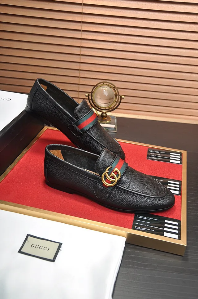 Gucci Horsebit 1955 Black Pebbled Leather Web Stripe Loafers 5