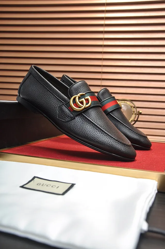 Gucci Horsebit 1955 Black Pebbled Leather Web Stripe Loafers 9