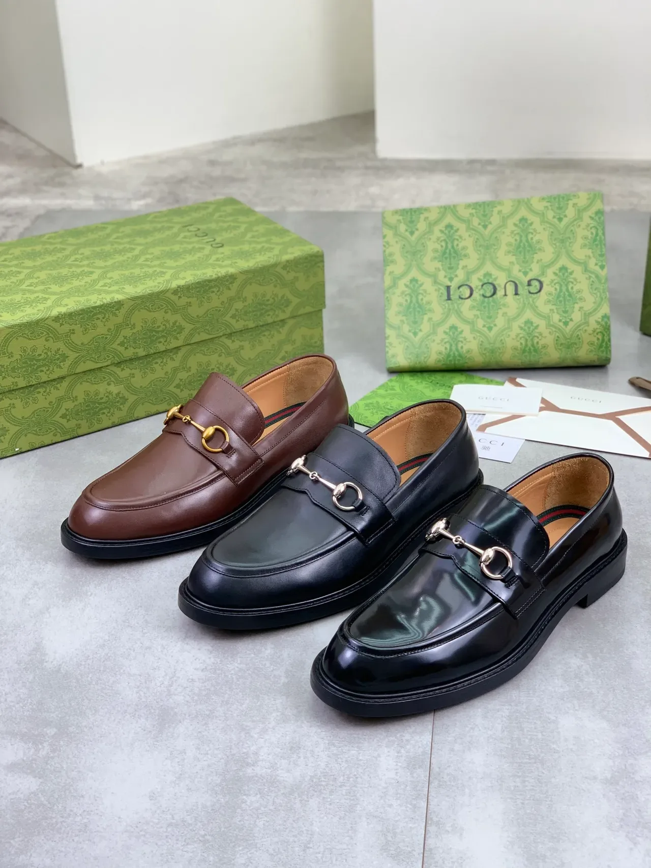 Gucci Horsebit 1955 Brown Gold Polished Leather Buckle Loafer 2