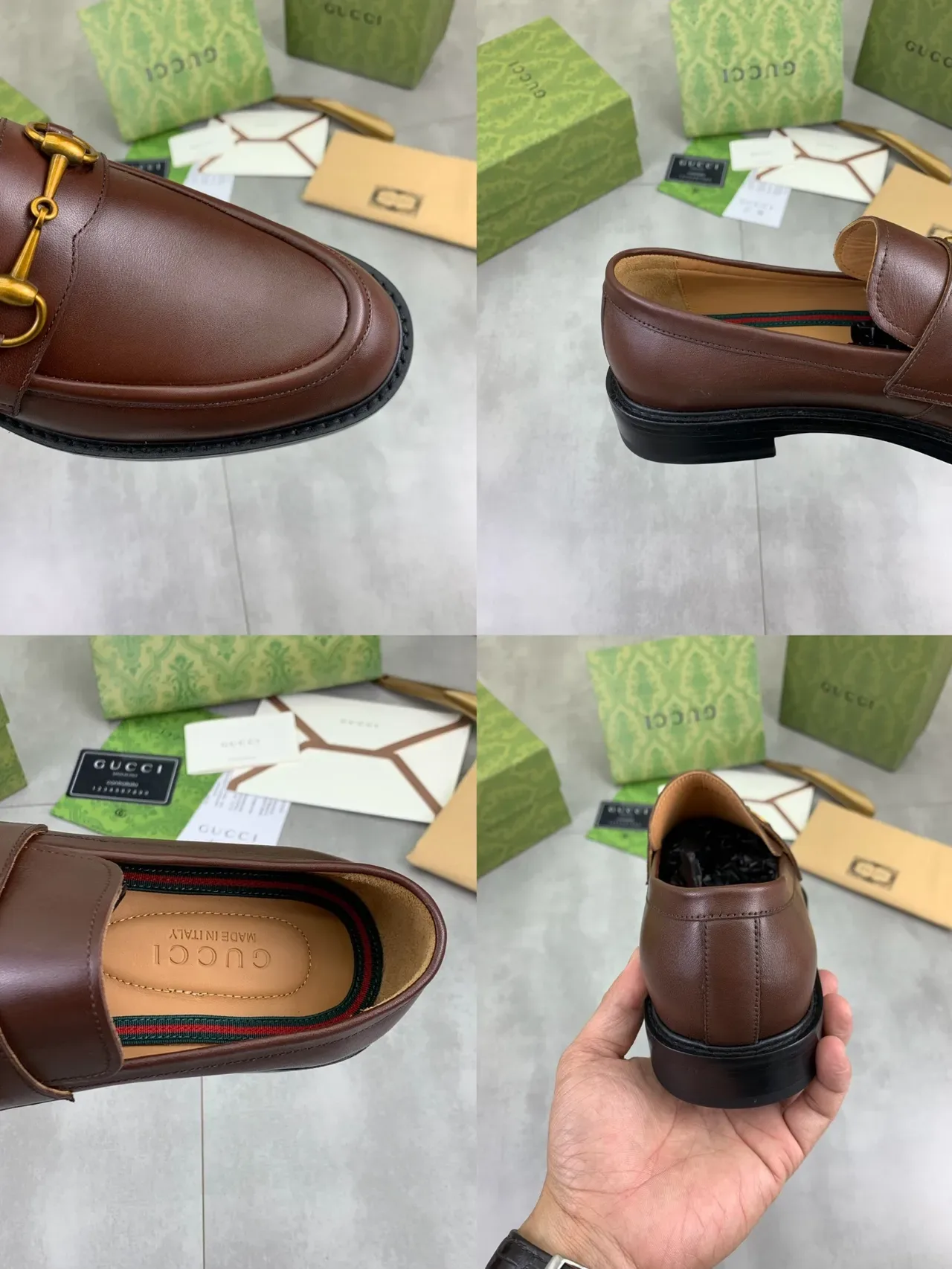 Gucci Horsebit 1955 Brown Gold Polished Leather Buckle Loafer 3