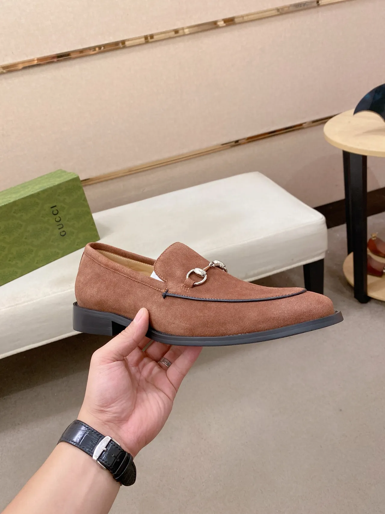 Gucci Horsebit 1955 Brown Suede Loafers 4