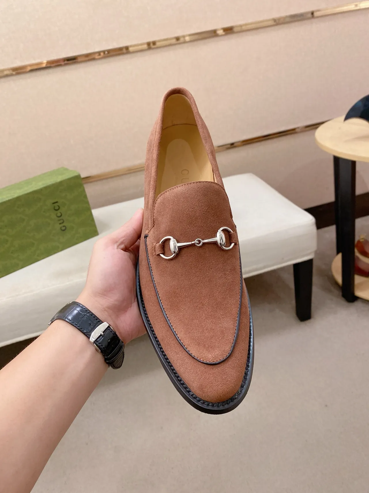 Gucci Horsebit 1955 Brown Suede Loafers 5