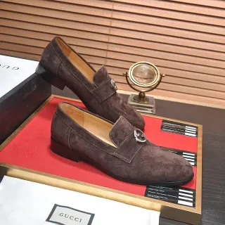 Gucci Horsebit 1955 棕色麂皮乐福鞋