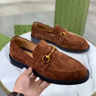 Gucci Horsebit 1955 棕色麂皮乐福鞋