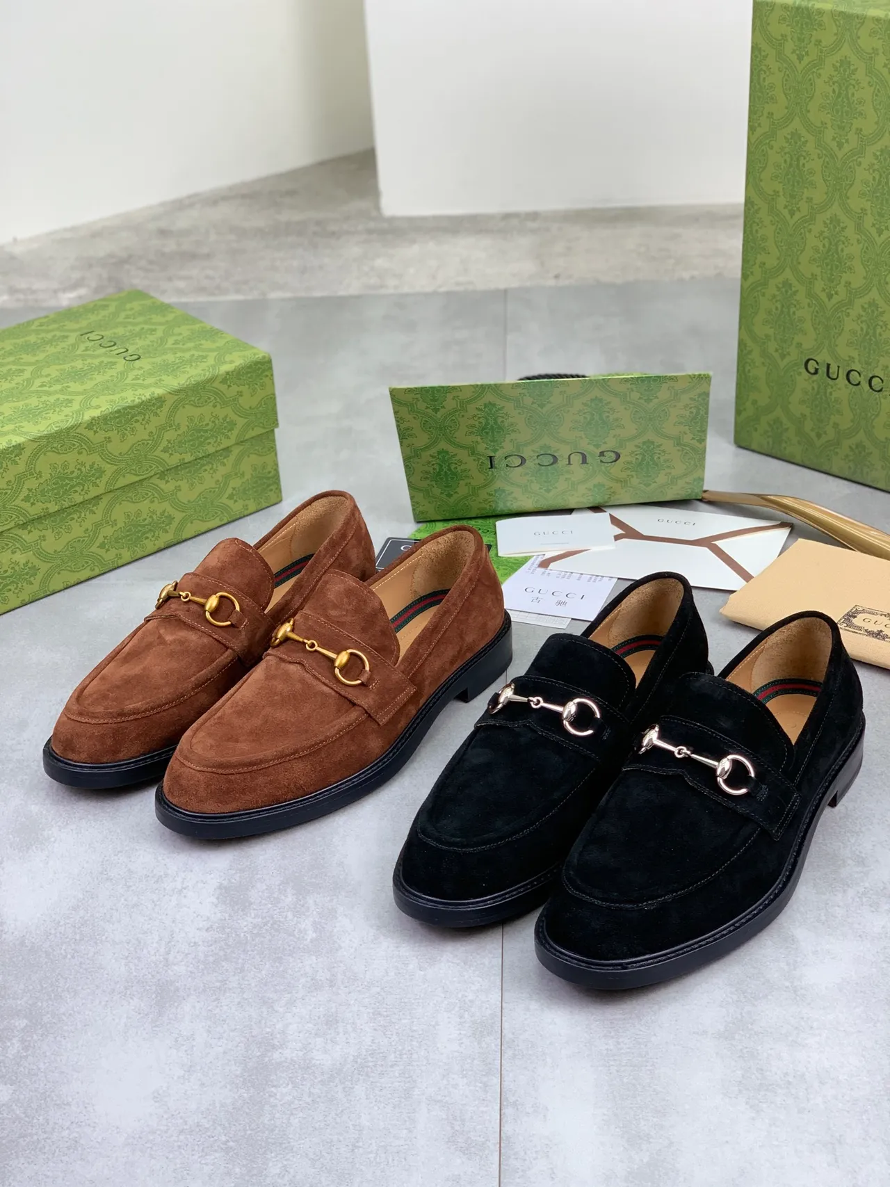 Gucci Horsebit 1955 Brown Suede Loafers 2