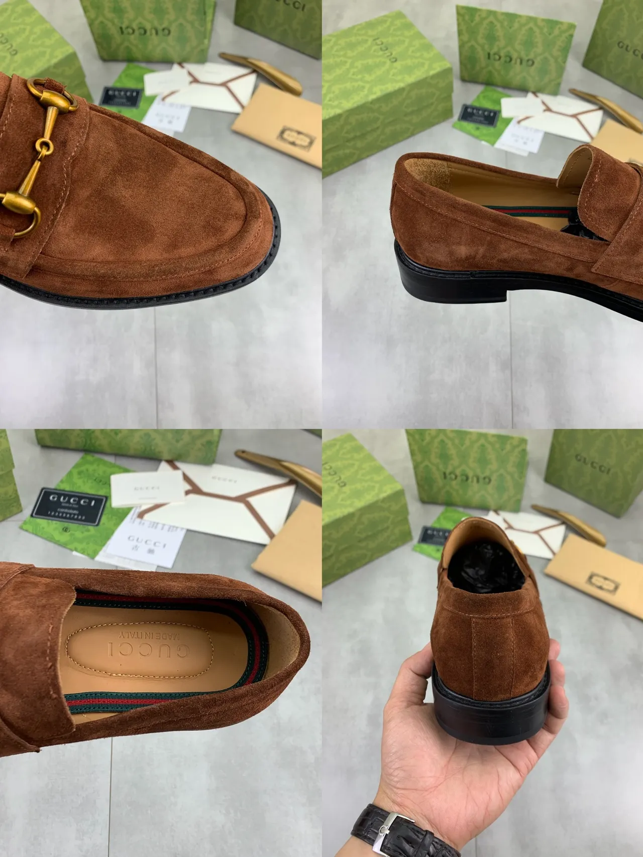 Gucci Horsebit 1955 Brown Suede Loafers 3