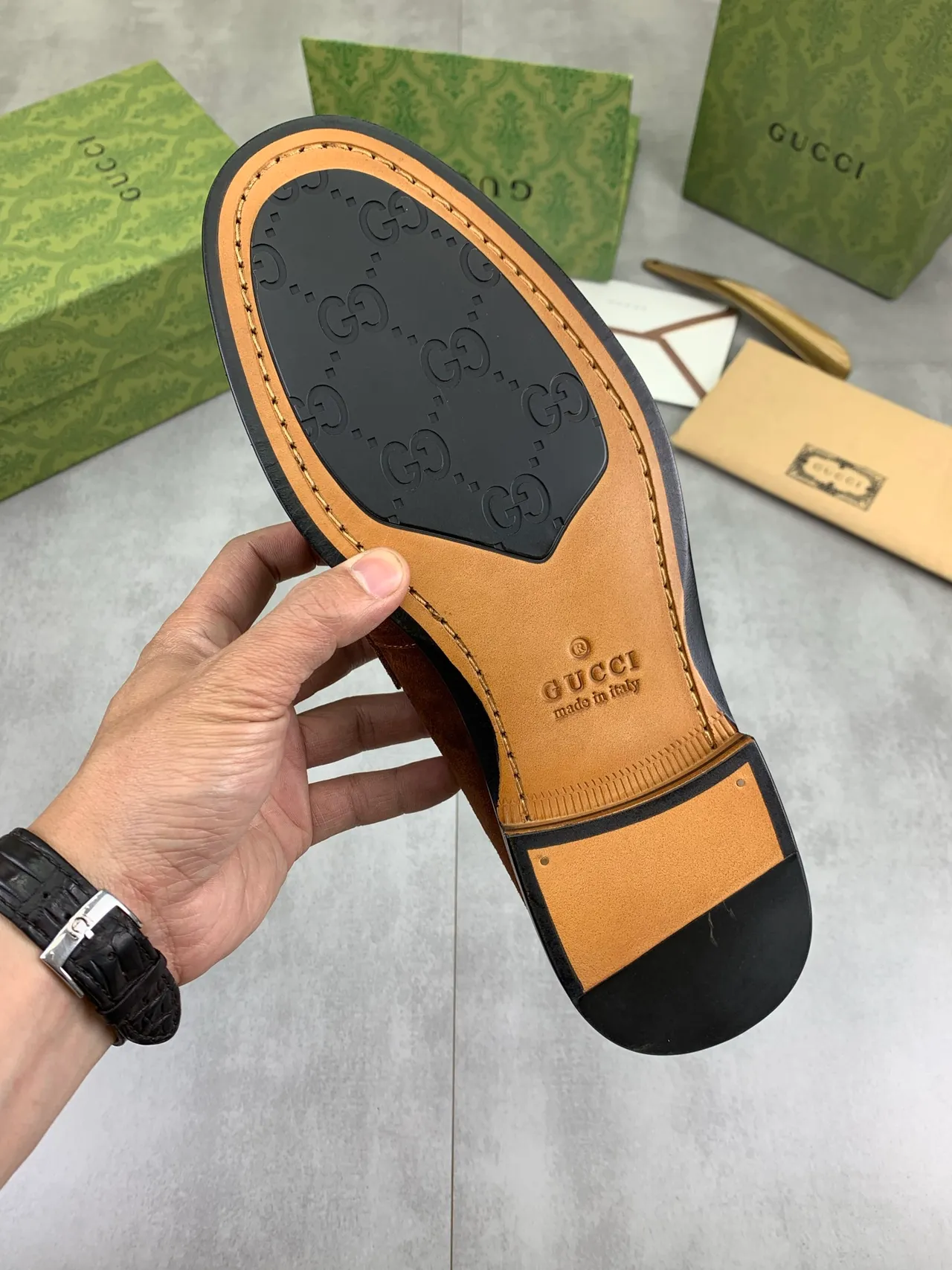 Gucci Horsebit 1955 Brown Suede Loafers 4
