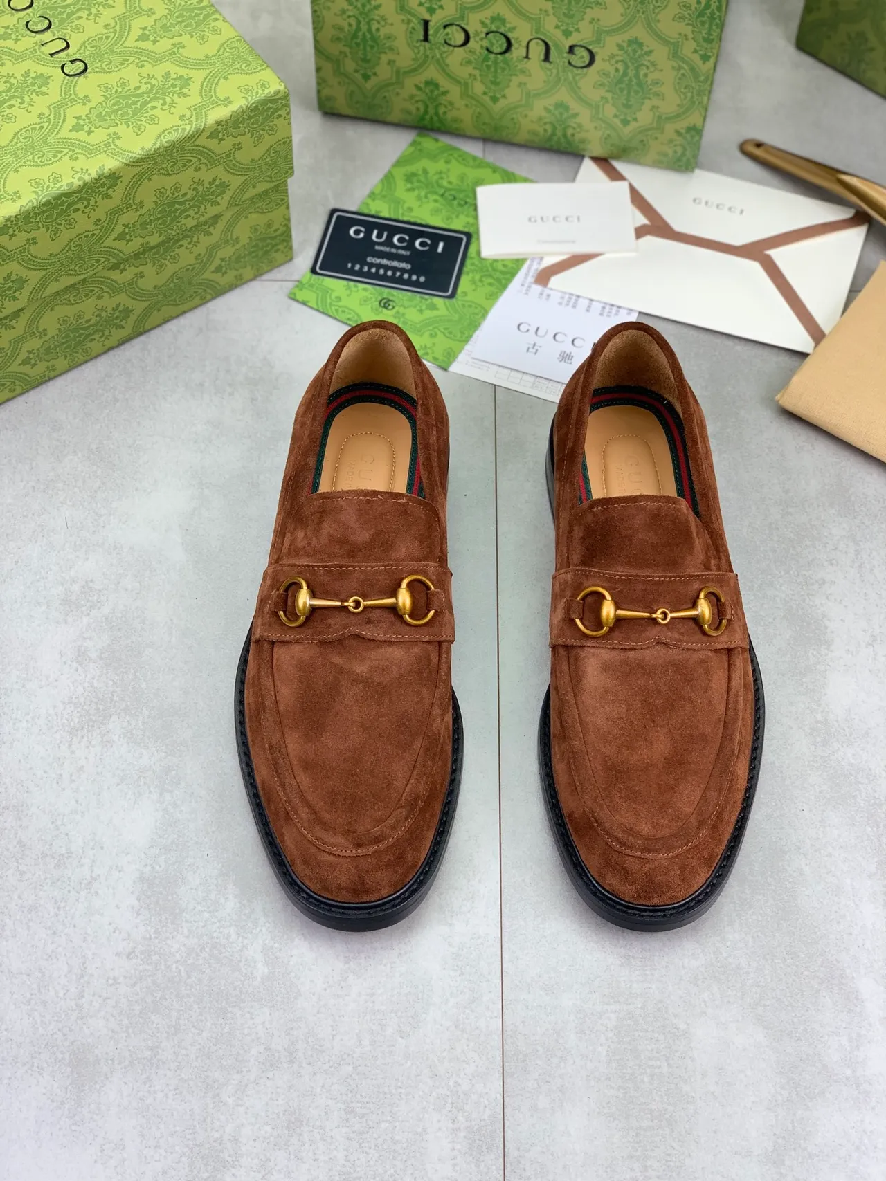 Gucci Horsebit 1955 Brown Suede Loafers 5