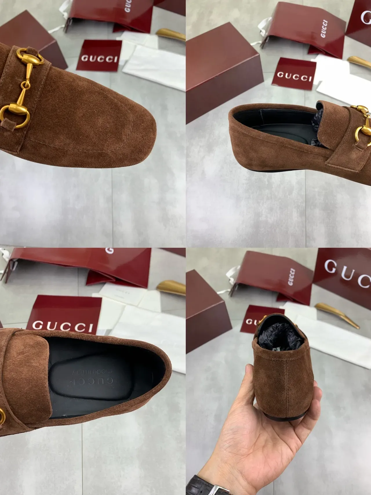 Gucci Horsebit 1955 Loafers en Daim Brun 3