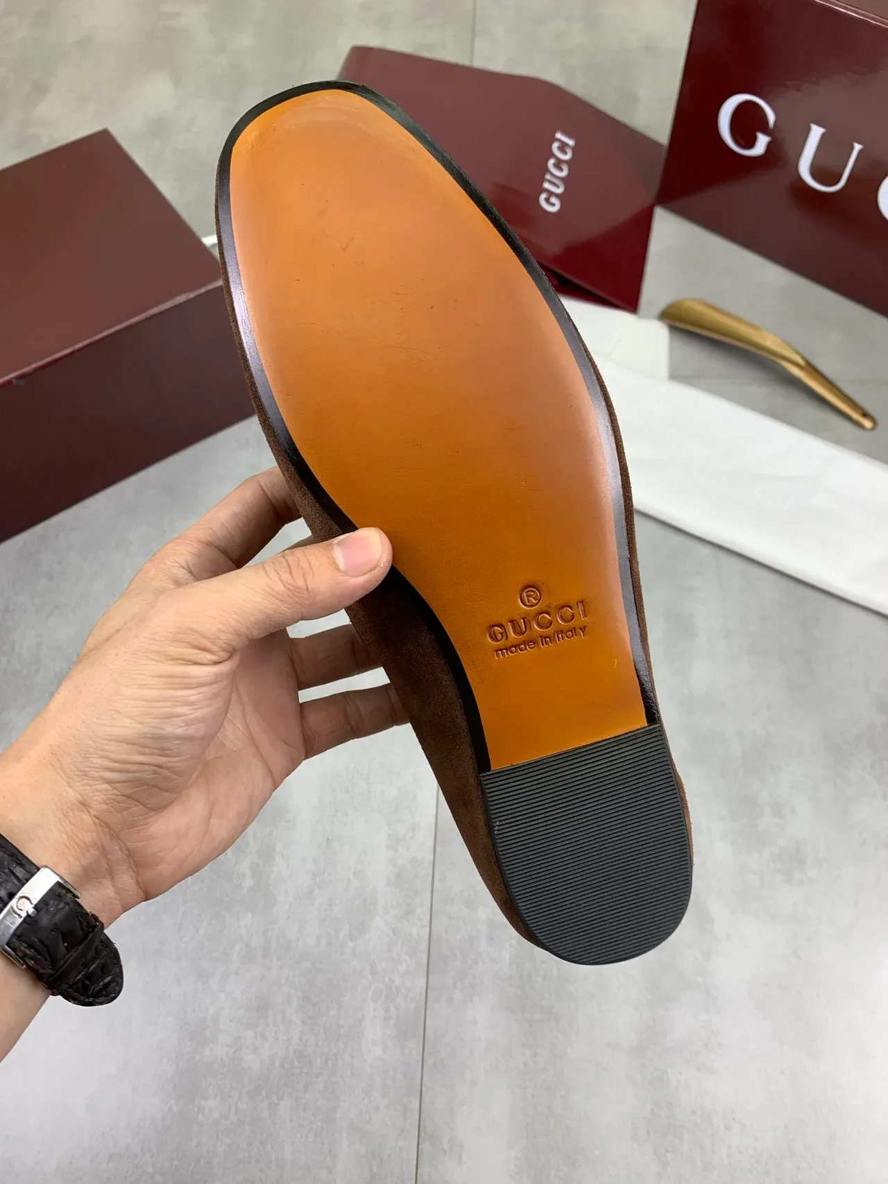 Gucci Horsebit 1955 Loafers en Daim Brun 4