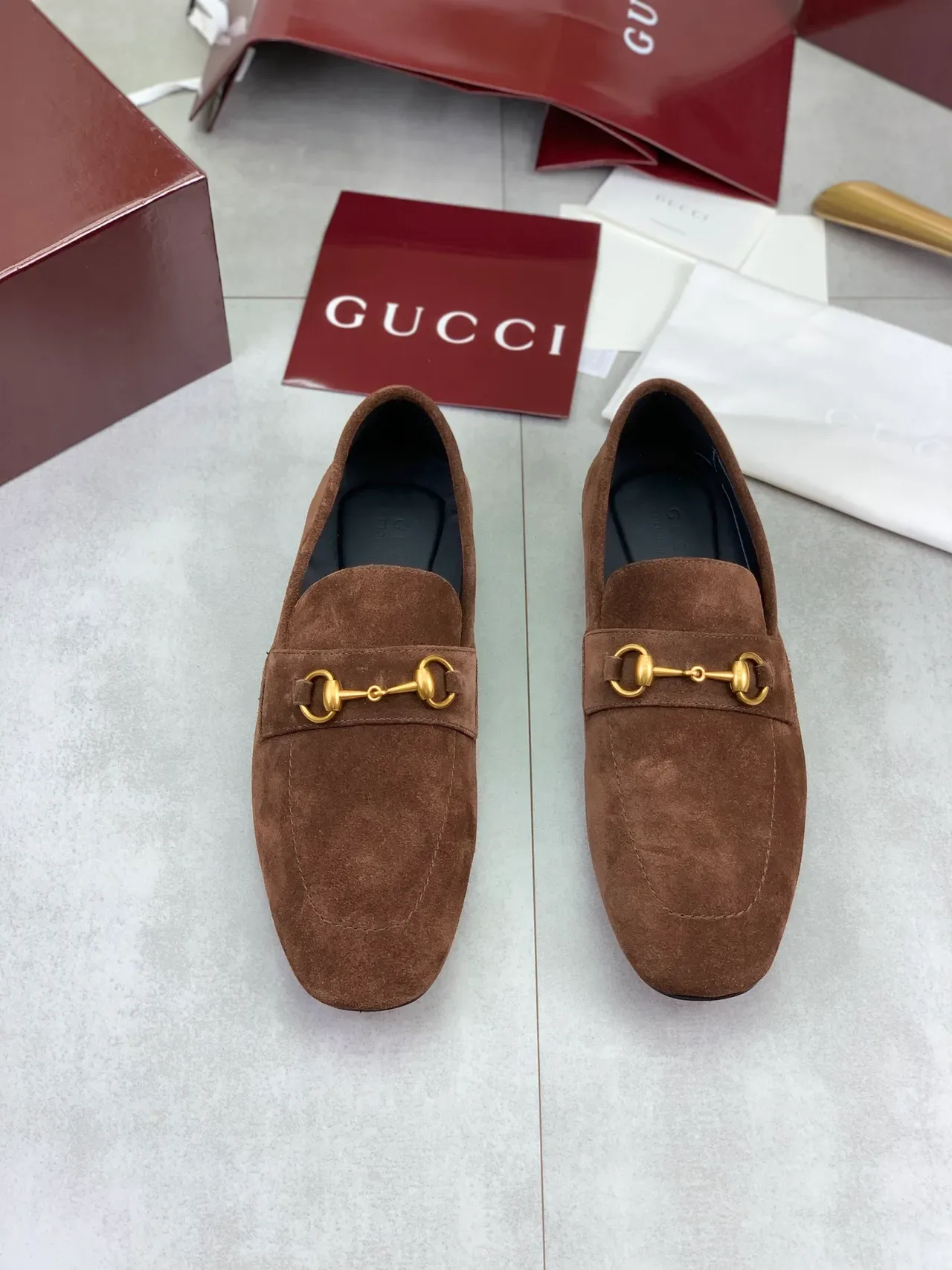 Gucci Horsebit 1955 Loafers en Daim Brun 5