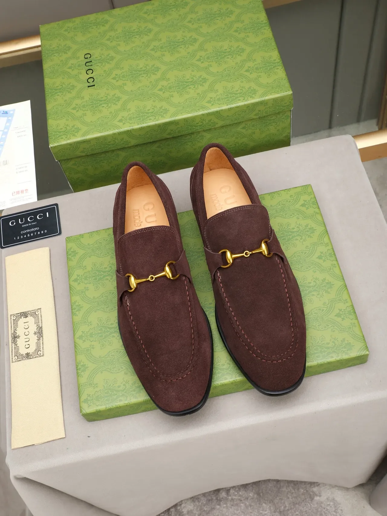 Gucci Horsebit 1955 Burgundy Suede Loafers 3