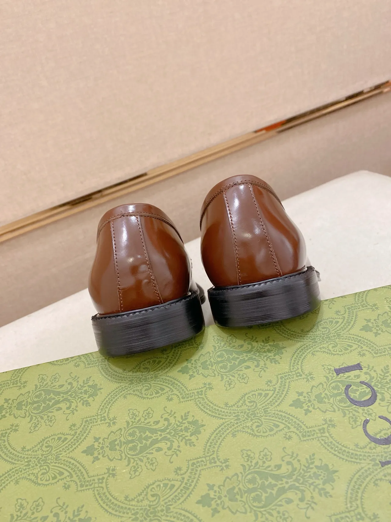 Gucci Horsebit 1955 Loafer Brown Leather Web-Trimmed Penny Loafer 3