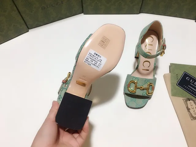 Gucci Horsebit 1955 Mint Green Jacquard Horsebit Gladiator Sandals 4