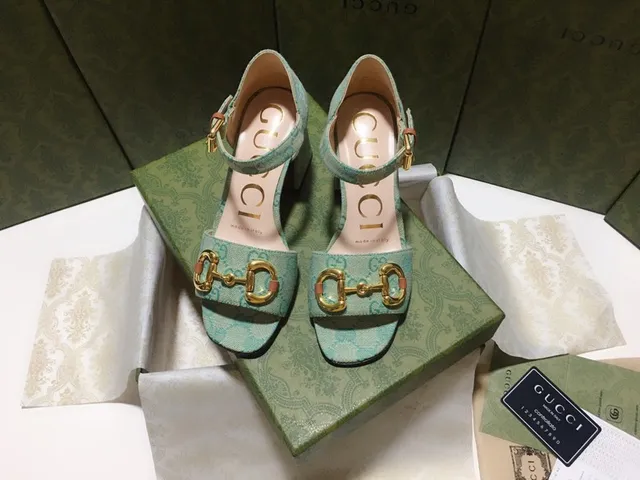 Gucci Horsebit 1955 Mint Green Jacquard Horsebit Gladiator Sandals 6