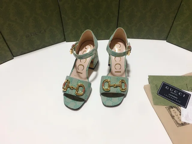 Gucci Horsebit 1955 Mint Green Jacquard Horsebit Gladiator Sandals 8