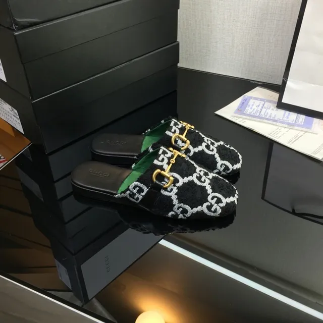 Gucci Horsebit 1955 Monogram Knit Green Web Slipper 2