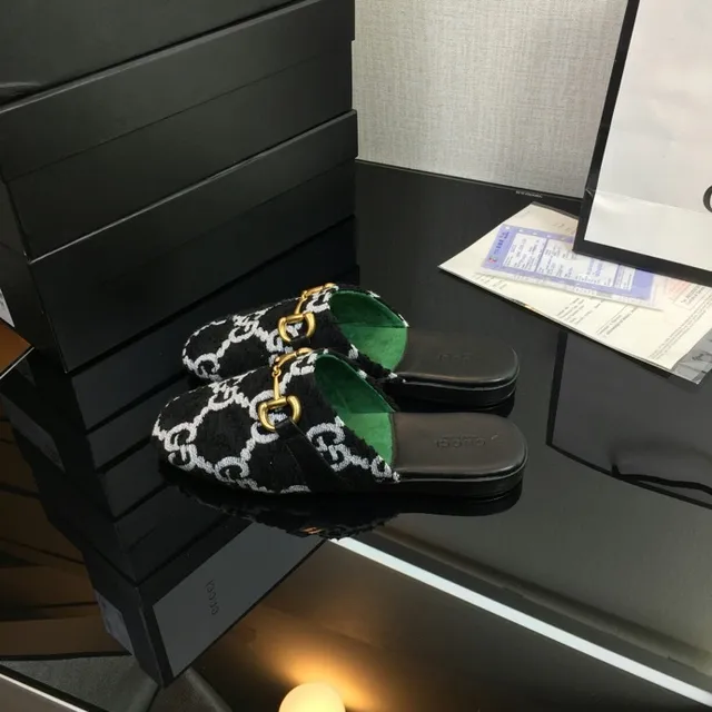 Gucci Horsebit 1955 Monogram Knit Green Web Slipper 8