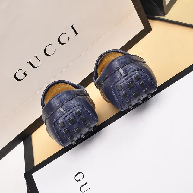 Gucci Horsebit 1955 Bleu marine Cuir grainé Mocassins 2