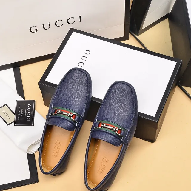 Gucci Horsebit 1955 Bleu marine Cuir grainé Mocassins 3