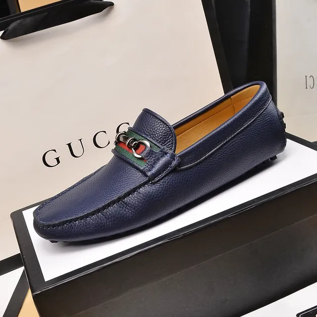 Gucci Horsebit 1955 Bleu marine Cuir grainé Mocassins 5