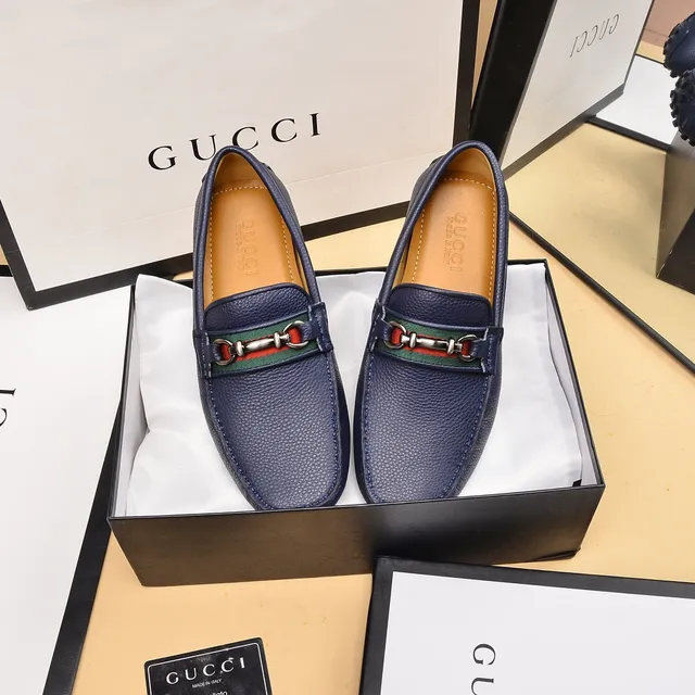 Gucci Horsebit 1955 Bleu marine Cuir grainé Mocassins 8