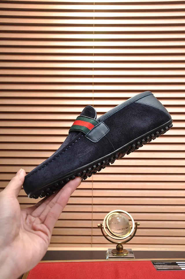Gucci Horsebit 1955 Navy Suede Web Stripe Loafer 5
