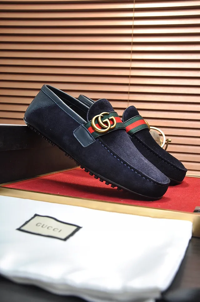Gucci Horsebit 1955 Navy Suede Web Stripe Loafer 6