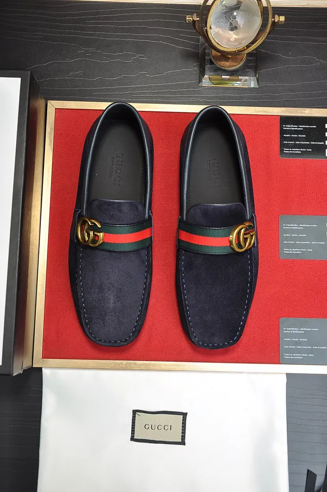 Gucci Horsebit 1955 Navy Suede Web Stripe Loafer 8