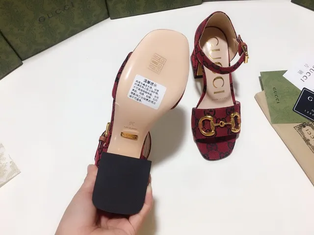 Gucci Horsebit 1955 Red and Navy GG Monogram Gladiator Sandals 3