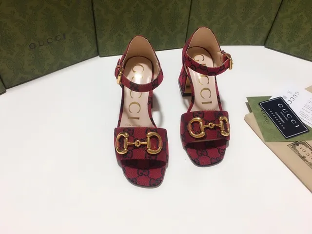 Gucci Horsebit 1955 Red and Navy GG Monogram Gladiator Sandals 4