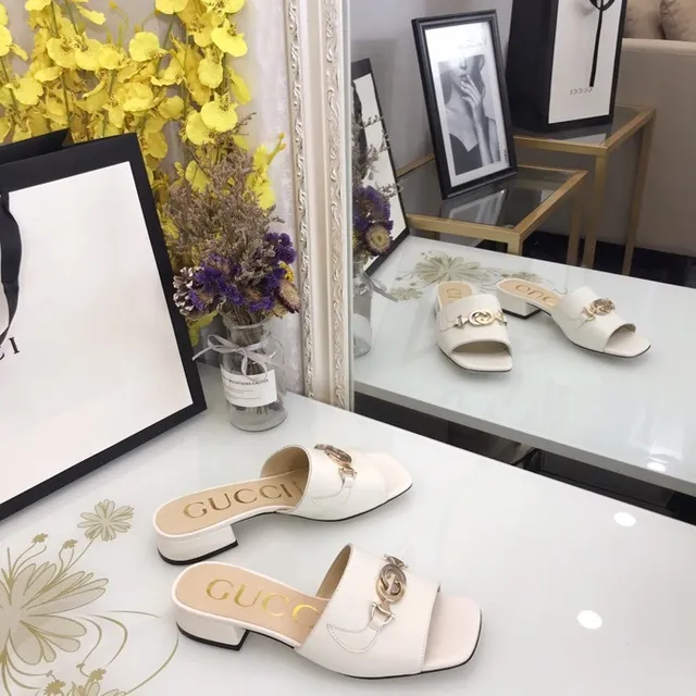 Gucci Horsebit 1955 White Gold Leather Double-G Buckle Casual Shoes 8
