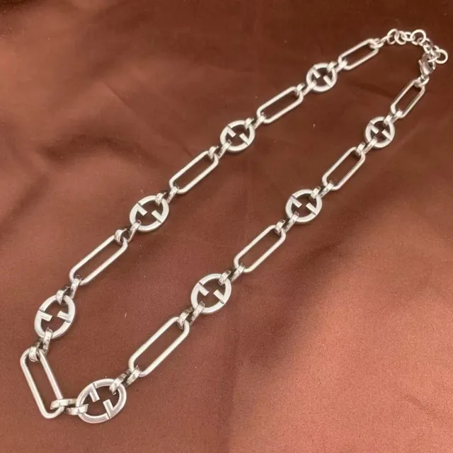 Gucci Interlocking G Blue Enamel Silver-Tone Link Necklace 6