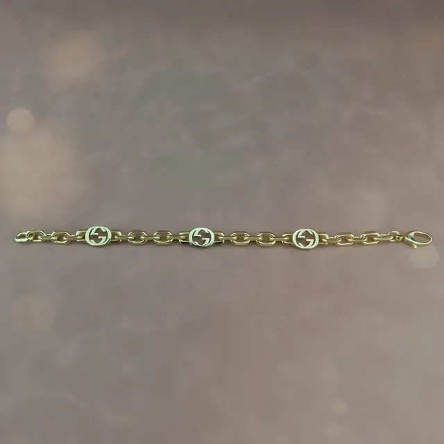 Gucci Interlocking G Chain Bracelet Gold Logo Charms Bracelet 3