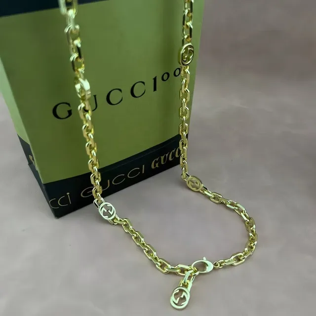 Gucci Interlocking G Chain Bracelet Gold Logo Charms Bracelet 6