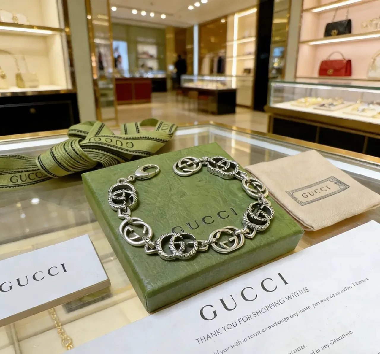 Gucci Interlocking G Twisted Link Silver Bracelet 4
