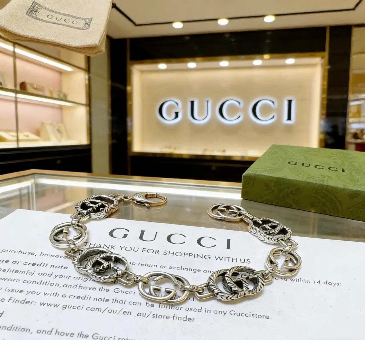 Gucci Interlocking G Twisted Link Silver Bracelet 5