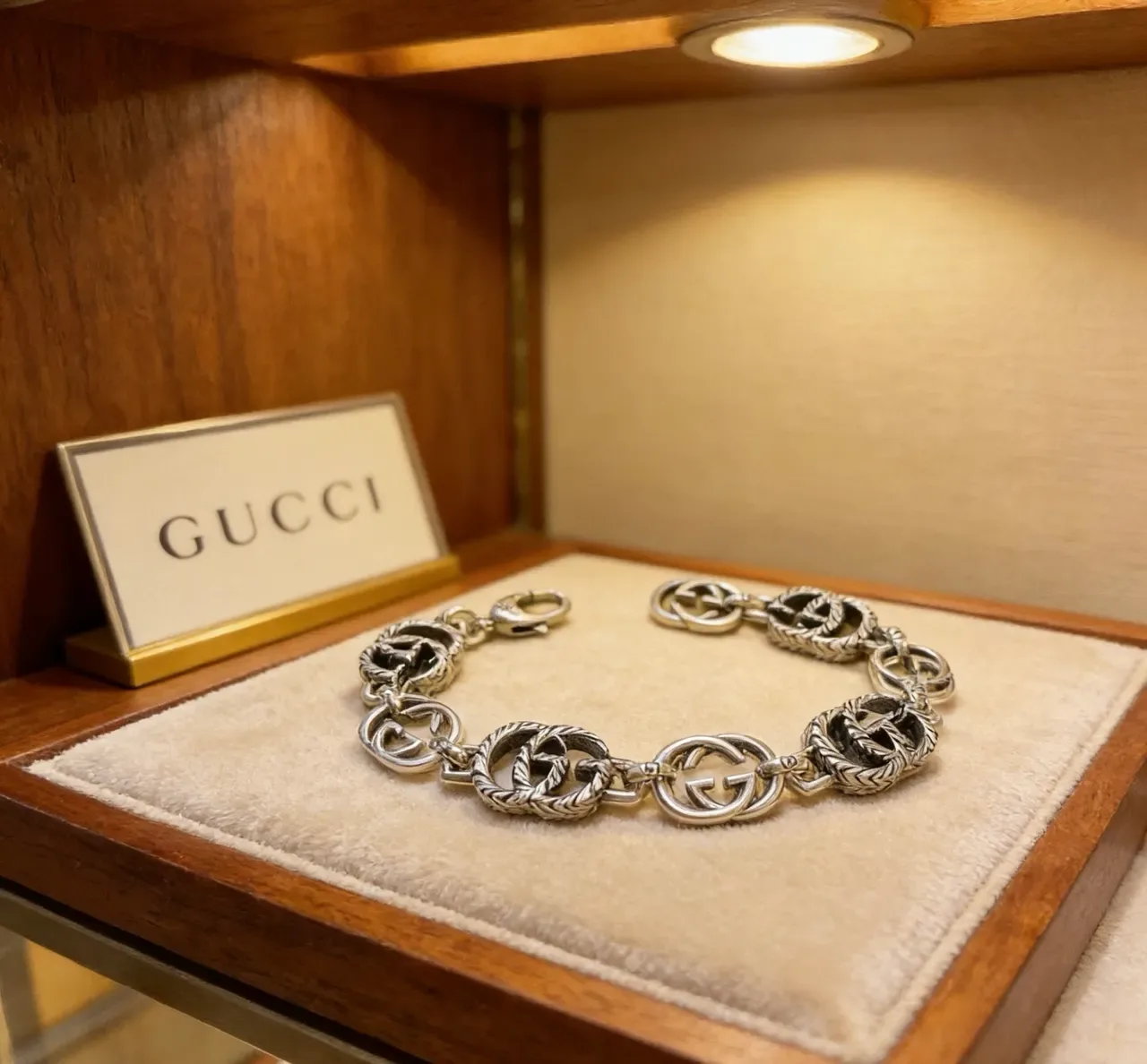 Gucci Interlocking G Twisted Link Silver Bracelet 7
