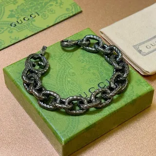 Gucci Interlocking G Twisted Rope-Link Oxidized Black Bracelet
